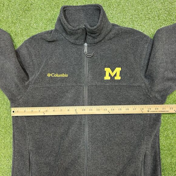 Michigan Wolverines Columbia Fleeece Gray Full Zip Jacket Mens Size Medium - Picture 6 of 8